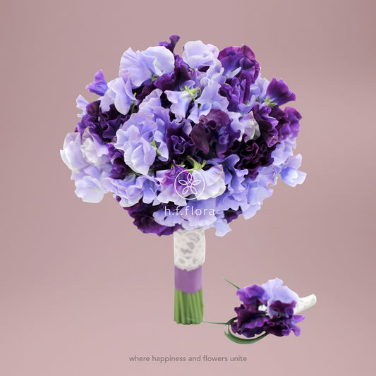 Purple sweet peas wedding flower