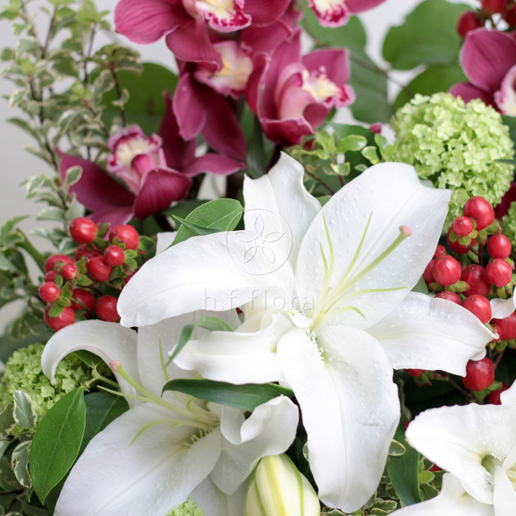 Shower of blessings flower basket detail