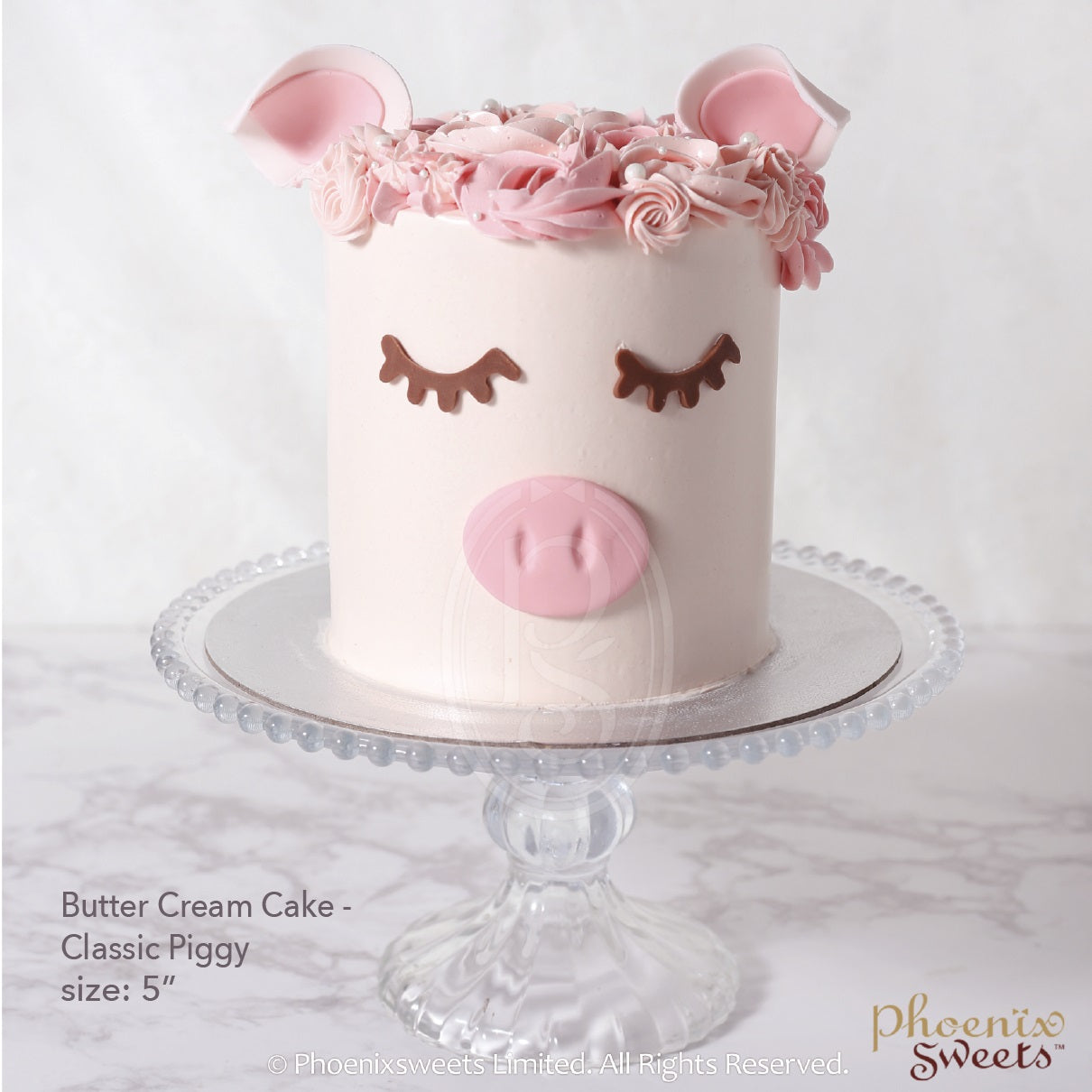 Butter cream cake  - classic piggy,  Bouquet & cake combo $2380