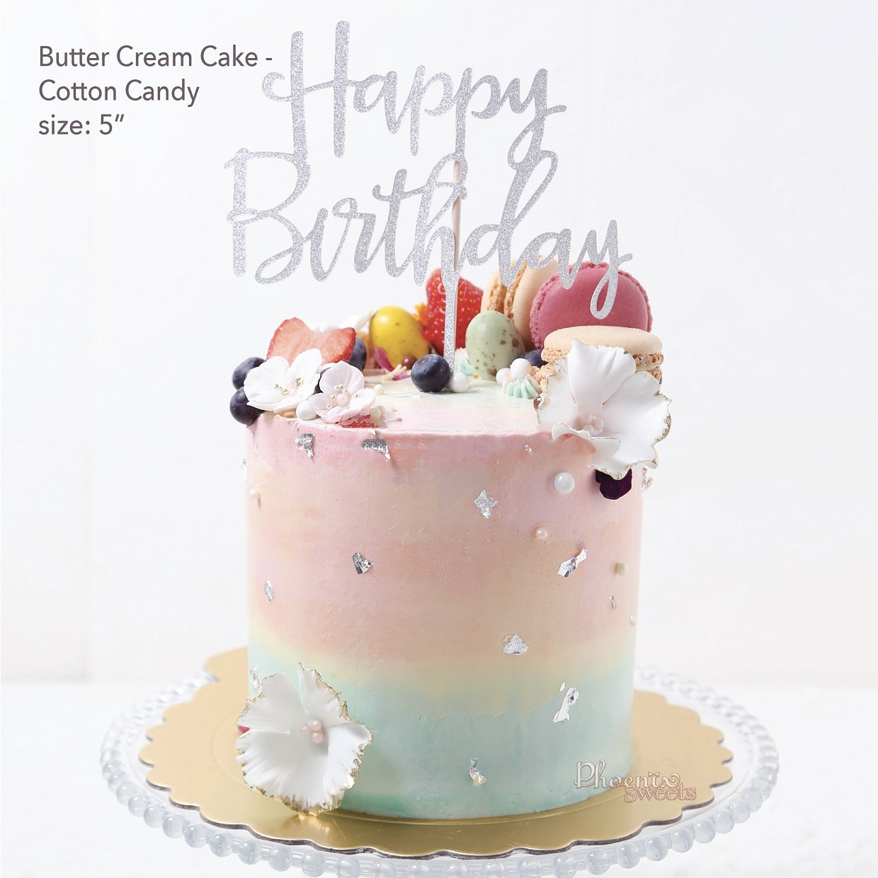 Butter Cream Cake- Cotton Candy, Bouquet & cake combo $2380