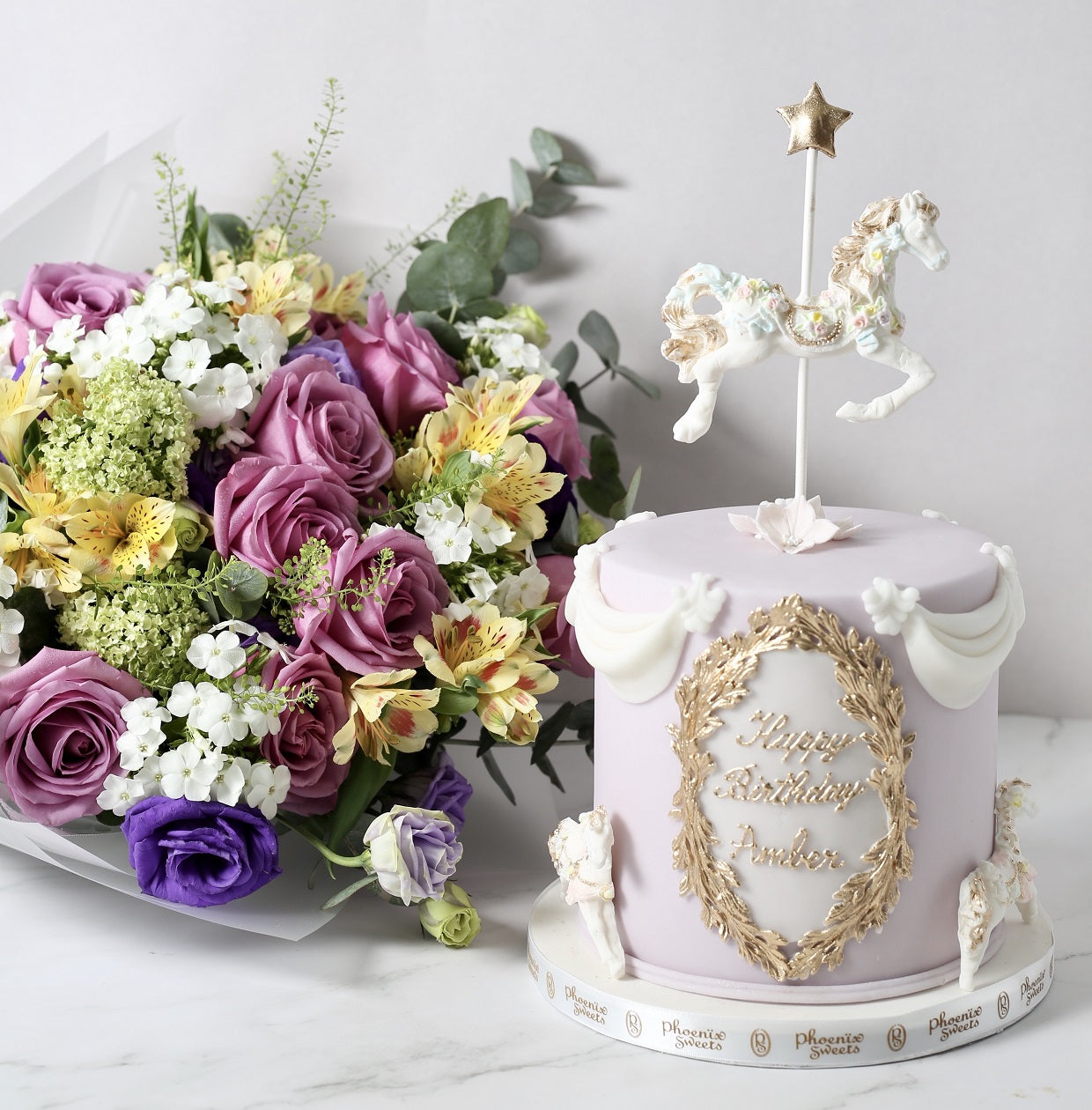 [h.f.flora x Phoenix Sweets] Bouquet & cake combo $2680