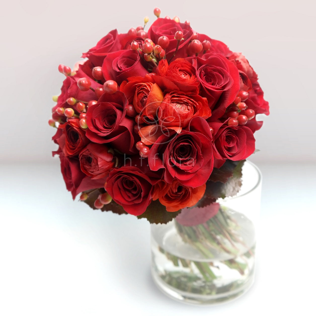 Red rose flower vase real view