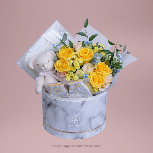 Cheerful as sunshine flower box for new born