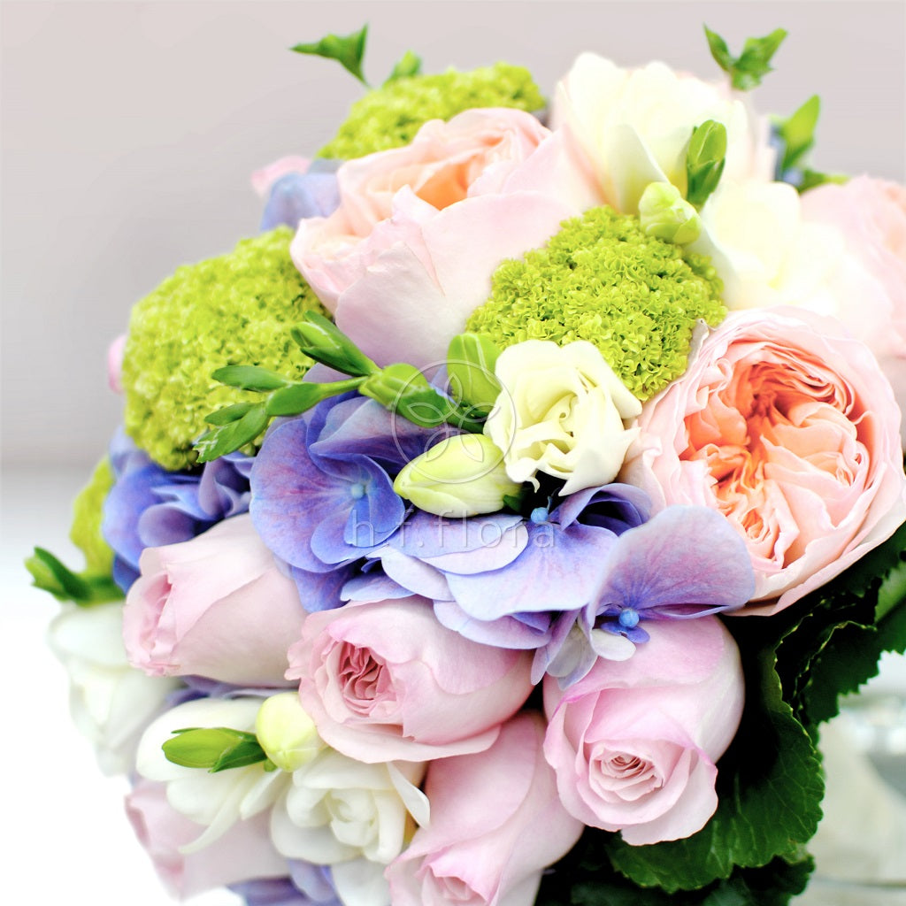 garden rose & hydrangea wedding bridal bouquet